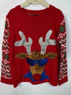 33 Degrees Cool Reindeer Christmas Sweater Kids Size XS